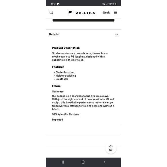 New Medium Fabletics Black Sync High Waist Seamless 7/8 Leggings Stretch Pants - Picture 7 of 10